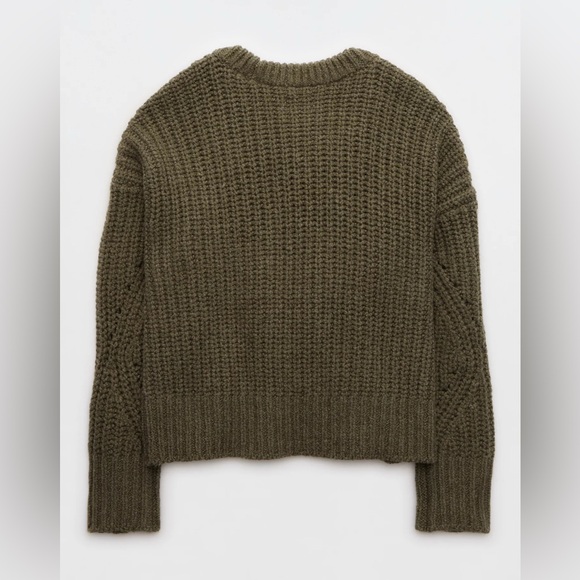 Aerie Gray Wide Rib Crew Neck Sweater Size S EUC Comfy Cozy Warm - Picture 10 of 12